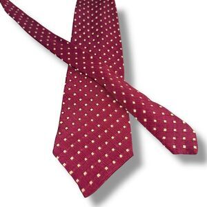 80s Giorgio Armani Burgundy Ted Diamond Polka Dot Textured Neck Tie